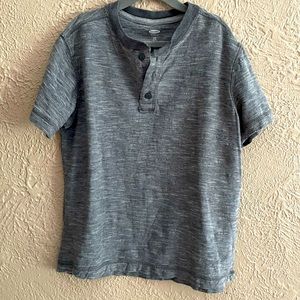Slub Knit Heather Gray Short Sleeve Henley